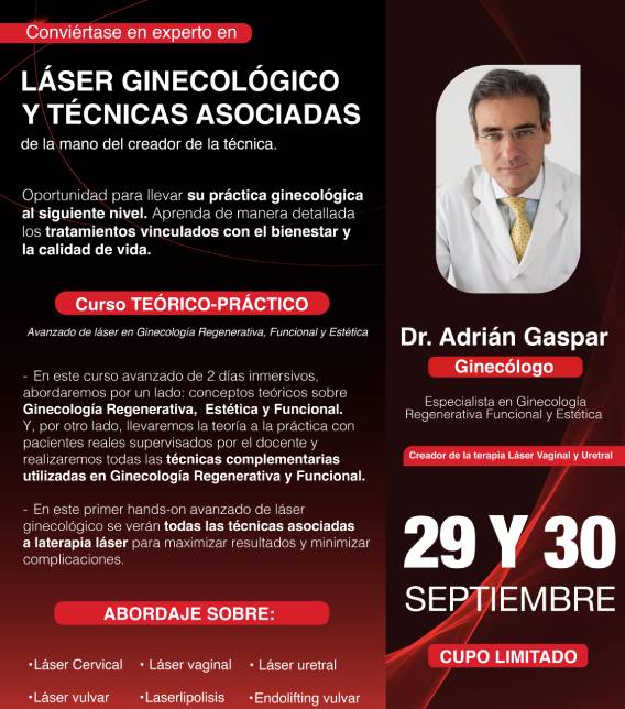 Curso Adrián Gaspar Teórico-Práctico Ginecología Estetica, Regenerativa Y Funcional Con Láser